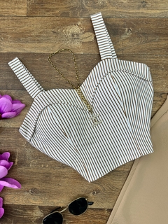 Cropped bengaline listrado - comprar online