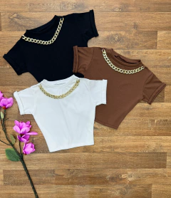 Cropped basic canelado correntes manga