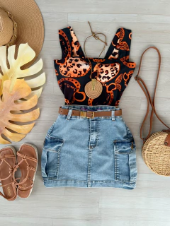 Saia jeans cargo - comprar online