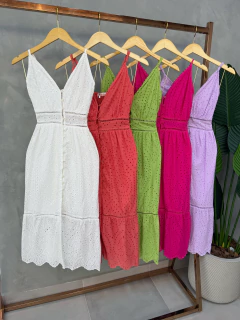 Vestido midi laise com botões - Glamix 