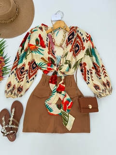 Saia shorts bengaline canelado - Glamix 
