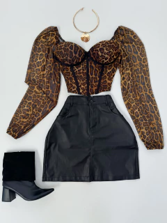 Cropped tule animal print - comprar online