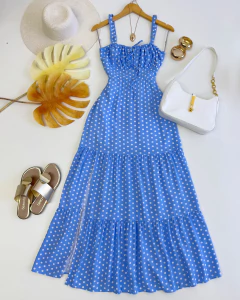 Vestido longo poá - comprar online