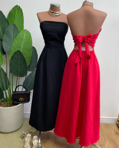 Vestido midi tomara que caia na internet