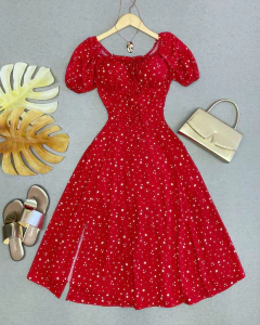 Vestido midi Luana com manga - comprar online