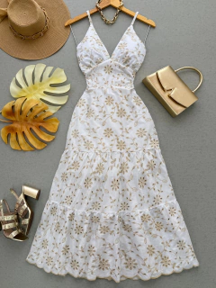 Vestido midi laise branco