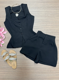 Conjunto Alfaiataria preto colete