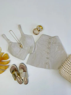 Saia Linho Botões - comprar online