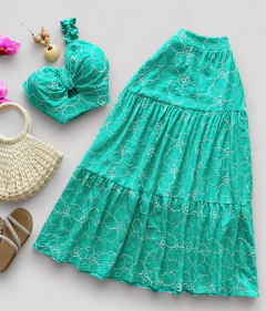 Conjunto linho bordado