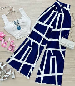 Calça pantalona azul