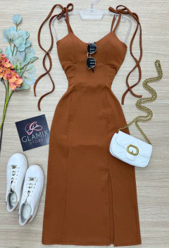 Vestido midi Canelado