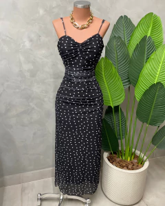 Vestido tule midi poá na internet