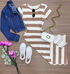 Vestido midi listrado - comprar online