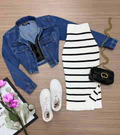 Saia MIDI tricot listrada