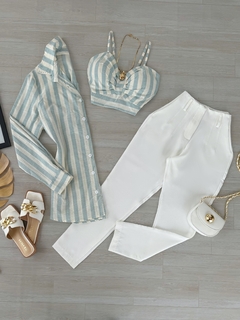 Conjunto camisa e Crooped linho
