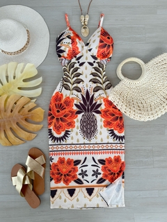 Vestido midi Canelado estampado