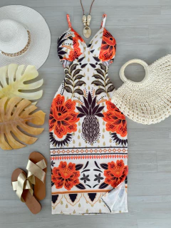 Vestido midi Canelado estampado