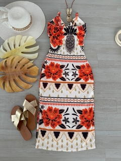 Vestido midi Canelado estampado na internet