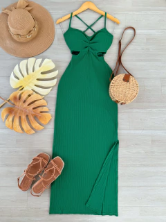 Vestido longo Canelado premium