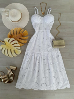 Vestido midi laise branco
