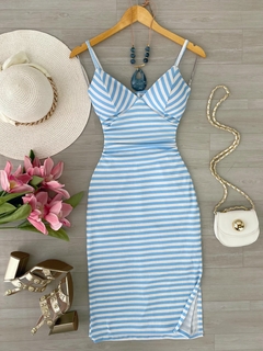 Vestido midi Canelado estampado