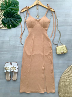 Vestido Canelado nude
