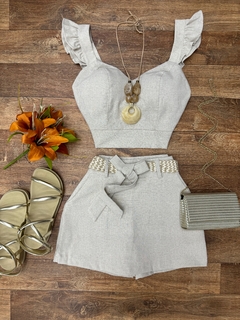 Conjunto linho cru