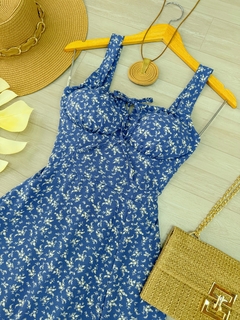 Vestido midi Luana azul - comprar online