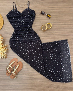 Vestido tule midi poá - comprar online