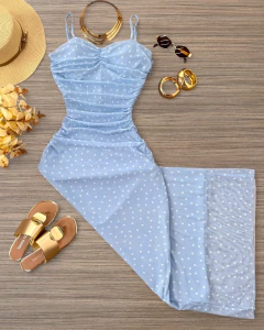 Vestido tule midi poá - comprar online