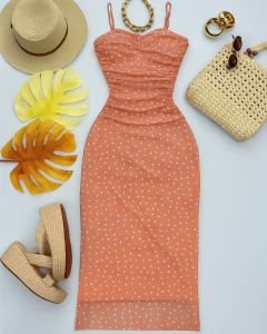 Vestido tule midi poá - comprar online