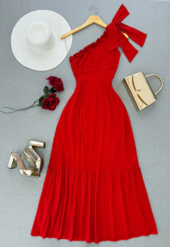 Vestido longo manga nula vermelho
