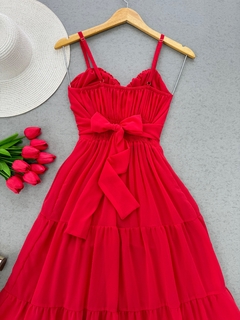 Vestido midi chiffon vermelho - comprar online