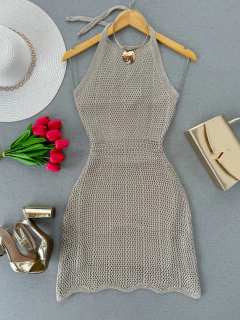 Vestido tricot areia
