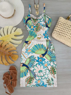 Vestido midi Canelado estampado