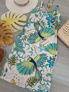 Vestido midi Canelado estampado - comprar online