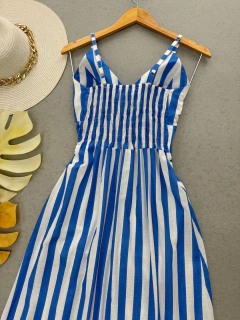 Vestido midi linho listrado na internet