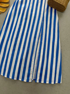 Vestido midi linho listrado - comprar online