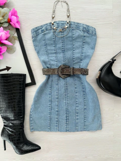Vestido jeans tomara que caia