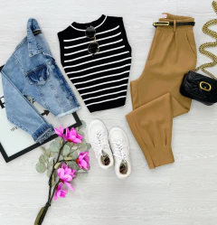 Calça alfaiataria cenoura com cinto - Glamix 