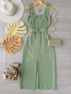 Vestido midi com cinto