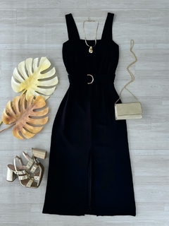 Vestido midi com cinto