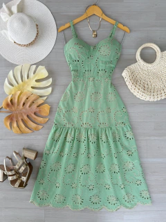 Vestido midi laise verde menta