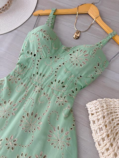Vestido midi laise verde menta na internet