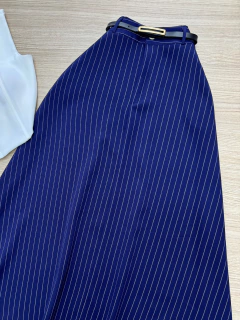 Saia máxi MIDI alfaiataria risca de giz - Glamix 