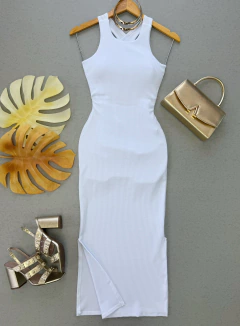 Vestido Canelado de amarrar nas costas