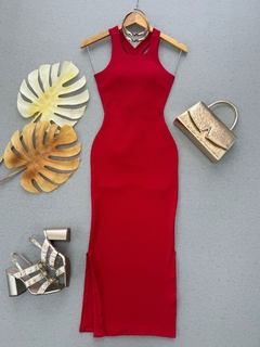 Vestido Canelado de amarrar nas costas