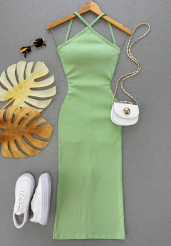 Vestido Ribana midi liso na internet