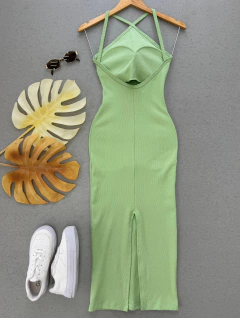 Vestido Ribana midi liso - Glamix 