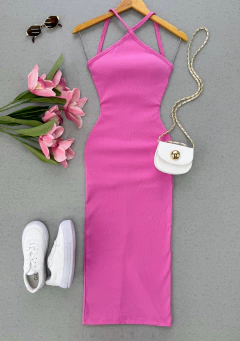 Vestido Ribana midi liso - comprar online